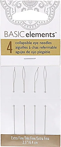 Miniatura 2 de The Beadsmith Basic Elements - Agujas plegables de 2.5 pulgadas de largo, alambre trenzado flexible, ojo grande, fácil de enhebrar, 4 agujas