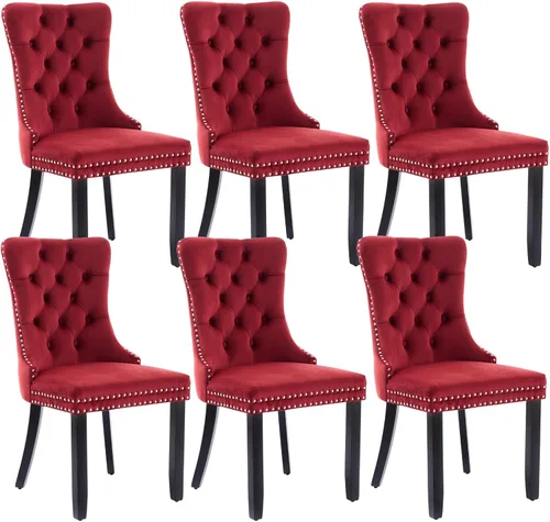 Miniatura 20 de Shenyon Juego de 2 Sillas de Comedor de Terciopelo Gris, Sillas de Comedor Tapizadas con Ribete de Anilla Trasera y Patas de Madera Maciza, Sillas