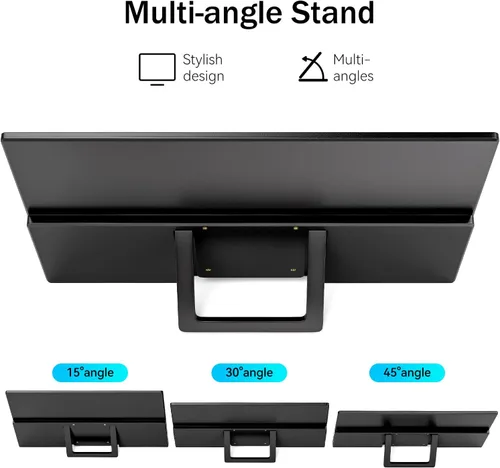 Miniatura 6 de Monitor portátil de 15.6 pulgadas 1080P FHD USB-C HDMI Monitor de viaje ultradelgado con soporte y altavoces, extensor de pantalla de juegos IPS