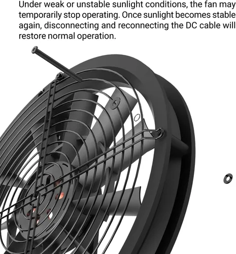 Miniatura 4 de Ventilador solar, 20 W, resistente a la intemperie, ventilador solar con ventilador de CC para gallineros pequeños, invernaderos, cobertizos, casas
