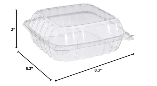 Miniatura 7 de Dart C90PST1 ClearSeal Contenedores de plástico con bisagras, transparentes, 8.2 x 8.3 x 3 pulgadas, caja de 250