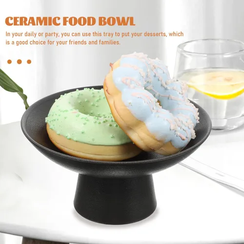 Miniatura 6 de Cabilock Bandeja de frutas de cerámica con patas altas para frutero decorativo para encimera de cocina, ideal para fiestas, aperitivos, postres