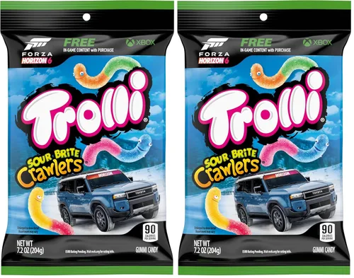 Miniatura 9 de Trolli Sour Brite Crawlers, dulces, cereza-limón, fresa-uva y naranja-lima, dulce y agrio, gusanos de goma, 7.2 oz