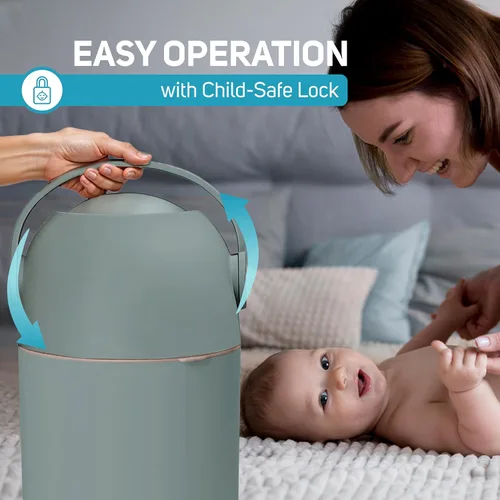 Miniatura 6 de L.A. BABY Magic - Cubo para pañales – Sistema patentado 100% libre de olores con bloqueo seguro para niños – Diseño galardonado – No requiere Verde