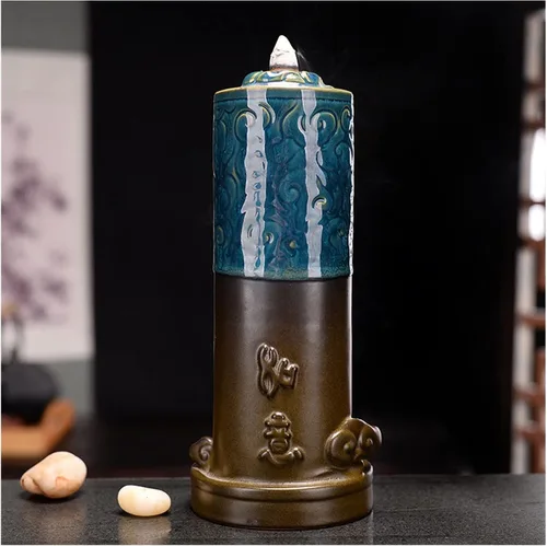 Miniatura 3 de UNNS Soporte de incienso para cascada, quemador de incienso de retorno, soporte creativo para decoración de oficina en el hogar, artesanía, cerámica
