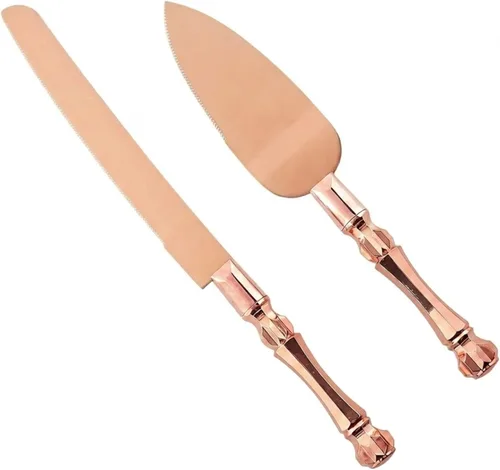 Miniatura 12 de Homi styles Juego Elegante de Cuchillo y Servidor para Pastel Blanco, Cortador de Pastel y Espátula para Pie, Juego de Servidor y Cuchillo