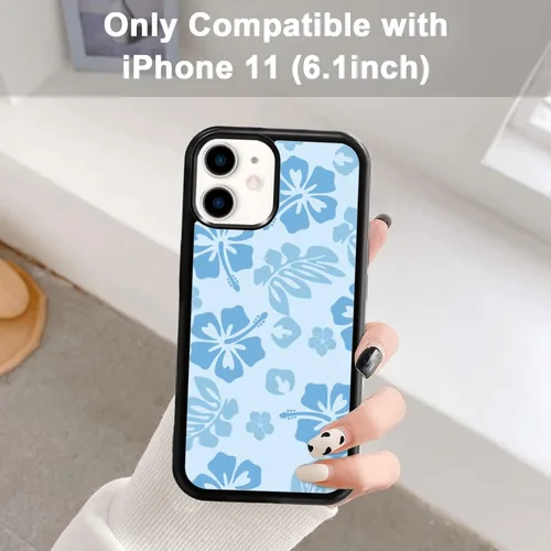 Miniatura 7 de FANXI Funda de teléfono de hibisco azul compatible con iPhone 11 de 6.1 pulgadas, funda protectora a prueba de golpes de TPU con bonita flor azul