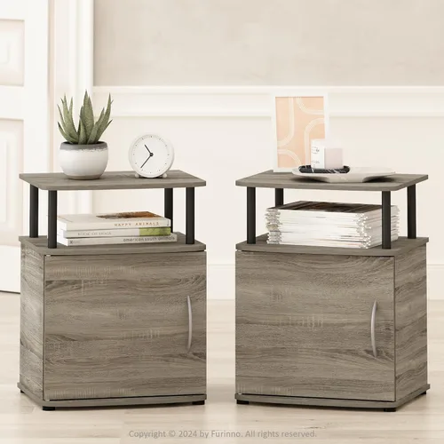 Miniatura 13 de Mesa de noche con cajón Furinno, Madera Roble francés