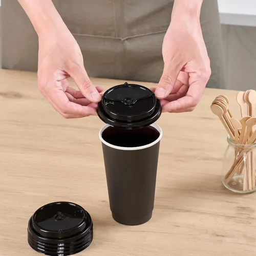 Miniatura 4 de Restaurantware - Solo tapas: tapas de plástico negro para tazas de café de 8, 12, 16 y 20 onzas, 100 café para tazas calientes - sorbo y popote