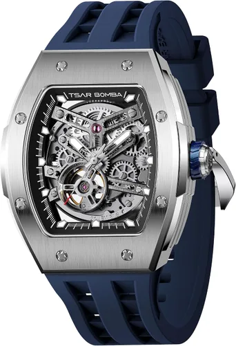 Miniatura 25 de TSAR BOMBA Relojes automáticos para hombre, 164.0 ft, impermeable, reloj mecánico japonés, reloj mecánico para hombre, movimiento Tonneau, caja