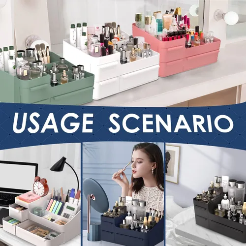Miniatura 6 de Organizador de maquillaje para tocador, caja de almacenamiento para encimera de baño, soporte apilable para cosméticos para joyas, accesorios