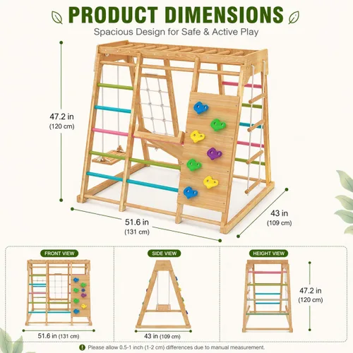 Miniatura 3 de Avenlur Magnolia Zona de juegos para interiores 7 en 1, gimnasio de la selva para niños de 2 a 6 años - Tobogán, pared de escalada, escalador