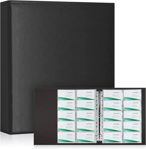 Miniatura 9 de BYSTER Paquete de 30 hojas de fundas para tarjetas de presentación con 600 bolsillos, páginas ultra transparentes para carpeta de 2/3/4 anillos