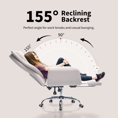 Miniatura 6 de Silla de oficina con respaldo alto cruzado con reposapiés, silla de escritorio ergonómica con patas cruzadas con reposabrazos abatible, acogedora