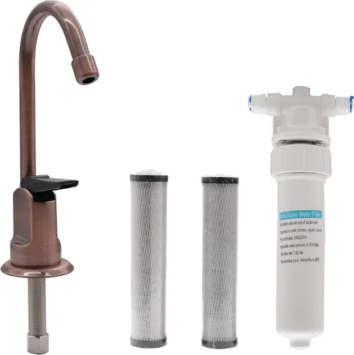 Westbrass CO127-11 Kit de grifo dispensador de agua fría pura estilo Touch-Flo de 6 pulgadas con unidad de filtro en línea debajo del fregadero y 2