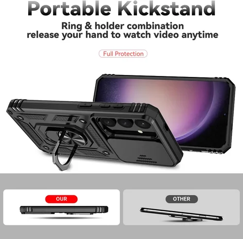 Miniatura 7 de Funda para Samsung Galaxy S24 con cubierta para lente de cámara, protector de pantalla HD, doble capa de grado militar, probada contra caídas