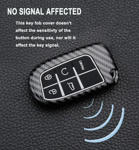 Miniatura 6 de Funda para llavero para Jeep Grand Cherokee Renegade Chrysler 200 300 Dodge RAM Durango Charger Challenger Journey Dart Fiat con 5 botones, estuche
