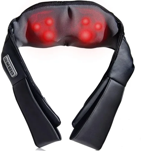 Giantex Shiatsu Masajeador de cuello y espalda con calor, almohada eléctrica de masaje 3D para cuello, espalda, hombros, pies, pies, alivio del