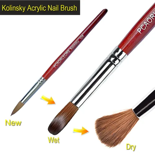 Miniatura 5 de (1 unidad) Cepillo de uñas acrílicas con cabello de sable Kolinsky 100% puro y mano de madera roja, cepillo de gel profesional redondo