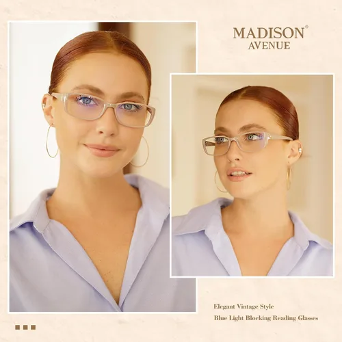 Miniatura 2 de Madison Avenue Paquete de 2 Gafas de Lectura Clásicas con Bloqueo de Luz Azul para Mujeres, Vintage Anti Reflejo/Fatiga Ocular Lectores