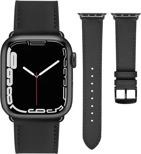 Correas de cuero compatibles con Apple Watch Series para mujeres y hombres, correa de cuero genuino de repuesto para iWatch