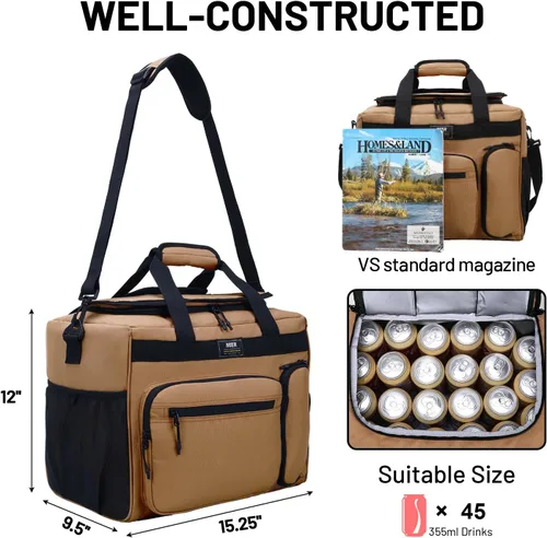 Miniatura 6 de MIER Bolsa enfriadora suave extra grande de 30 litros con abridor de botellas para camping, playa, barbacoa, comestibles, golf, a prueba de fugas