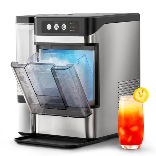 Máquina de Hacer Hielo Nugget para Encimera con Tanque Extraíble de 0.8 Galones, 41 Libras/24H, Hielo Rápido de Un Toque en 6 Minutos, Autolimpieza