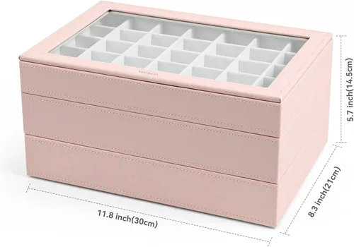Miniatura 5 de Vee - Bandeja de joyería apilable para cajón, cajón de joyería de alta capacidad, organizador de almacenamiento para aretes, anillo, collar