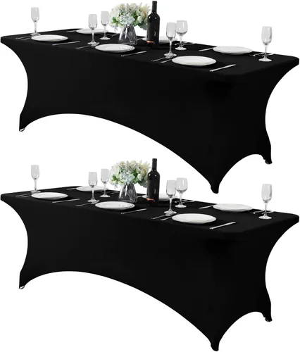 Miniatura 152 de Mantel de elastano para mesas de 4, 6 u 8 pies, mantel elástico universal ajustable para fiestas, banquetes, bodas y eventos - Verde manzana