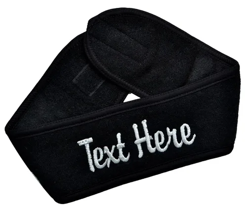 Miniatura 2 de Funny Girl Designs Diadema de spa personalizada bordada con texto personalizado de tu elección (negro)