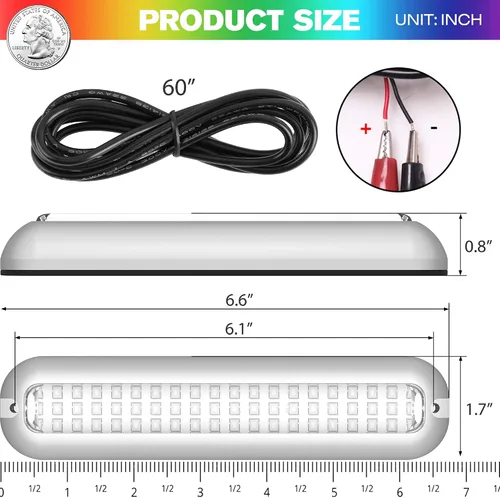 Miniatura 7 de HUSUKU SOOP3 PRO 2000LM 60LED - Lámpara impermeable para embarcación, luz ultraclara, elevada intensidad, Azul