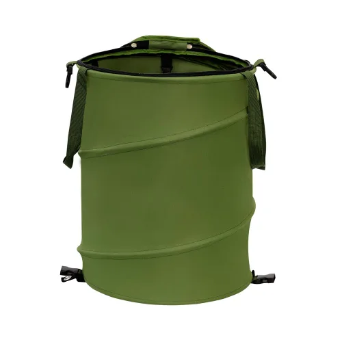 Cubo de basura plegable para exteriores, de 13.8 x 15.8 pulgadas, bolsas de basura de tela Oxford 600D para patio, papelera de campamento con clip y