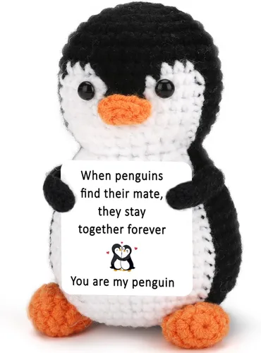 Bonito regalo de cumpleaños de pingüino para esposa, marido, tarjeta de amor de aniversario para ella, él, novia, novio, regalo romántico de