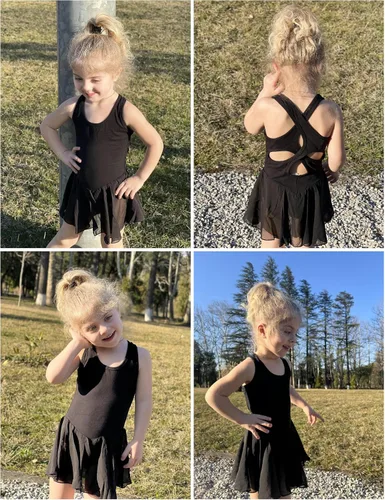 Miniatura 6 de Arshiner Leotardo de ballet con espalda hueca para niñas con falda sin mangas, vestidos de baile