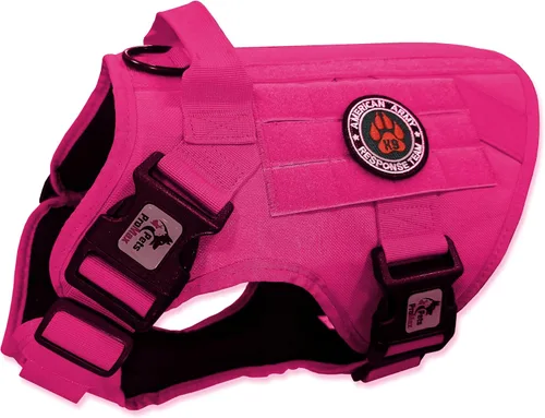 Arnés táctico para perros grandes, chaleco para perro estilo militar sin tirones con asa y 2 clips de metal para correa, tela resistente con ajuste