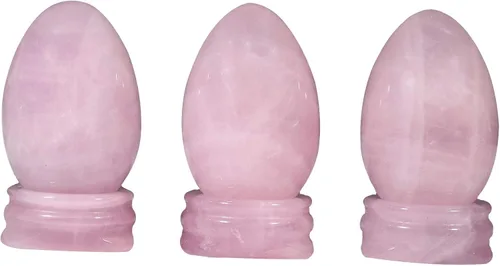Miniatura 5 de Amogeeli Figura de esfera de huevo de cristal curativo con soporte de piedra, escultura de piedra en forma de huevo para decoración del hogar