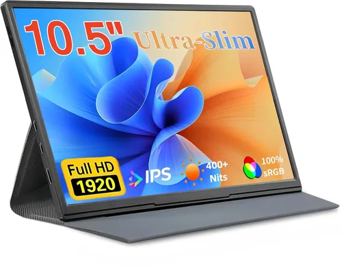 moonka Monitor portátil de 10.5 pulgadas, pantalla FHD IPS de 1920 x 1280P, pantalla USB-C, segundo externo para laptop, PC, teléfono Mac, PS,