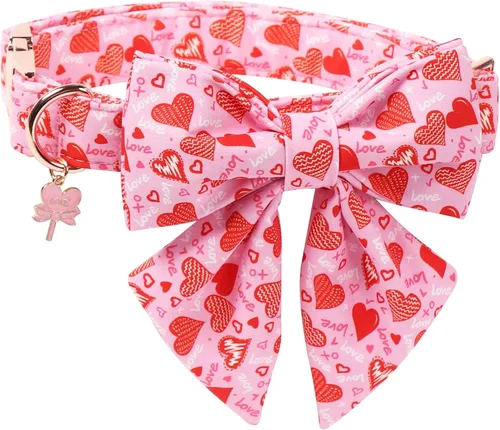 Miniatura 11 de DOGWONG Collar de perro arcoíris con bonito lazo para el Mes del Orgullo LGBT - Collar ajustable y cómodo para perros grandes, medianos y pequeños