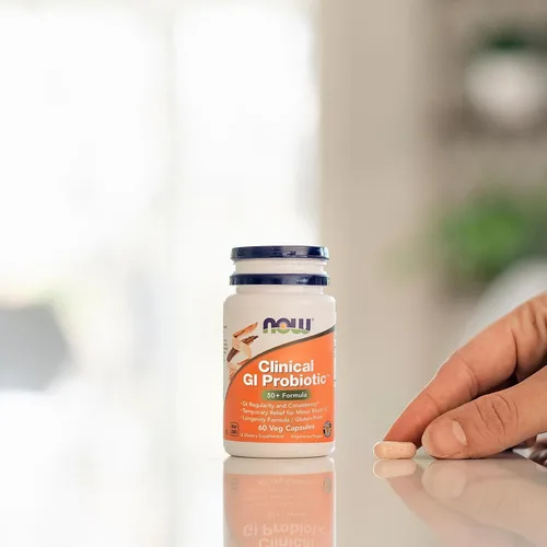 Miniatura 6 de NOW Foods Suplementos, Clinical GI Probiotic™, Fórmula 50+, Cepa Verificada, 60 Cápsulas Veganas