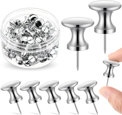Miniatura 9 de Outus 100 pines gigantes para pulgares grandes, cabezales de plástico, de 1 pulgada, para tablero de corcho, mapas, pósteres de oficina y escuela