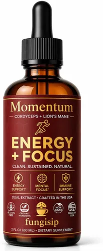 Momentum Cordyceps & Lion's Mane - Gotas de tintura de hongos - Extracto líquido Energy & Focus - Ingredientes orgánicos - 2 onzas