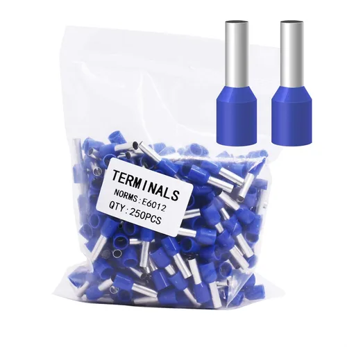 Miniatura 42 de Fidioto AWG12 Casquillos de Alambre Terminales, juego de 250 piezas AWG12 Conector de Terminal de Alambre con Pin Aislado para Terminales de Punta