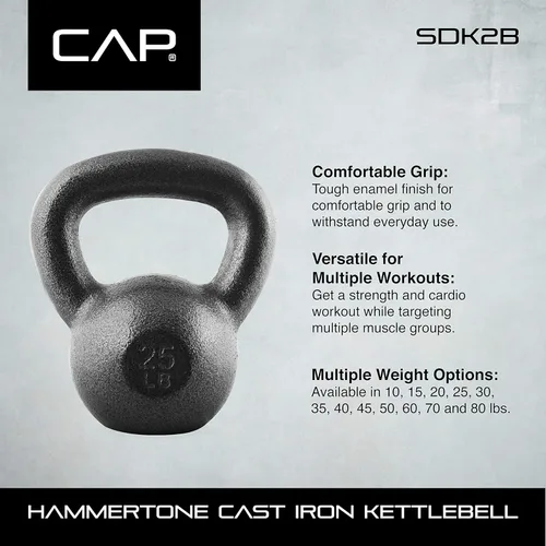 Miniatura 7 de WF Athletic Supply Hammerstone - Pesas rusas de hierro fundido pintadas, equipo de hogar y gimnasio, ideal para entrenamiento de fuerza, O. 80lb