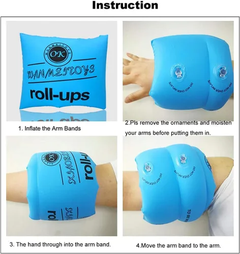 Miniatura 3 de 2 – 4 unidades de flotadores inflables de natación, alas de agua flotantes, anillo de brazo de natación para niños y adultos 30-150 libras Azul