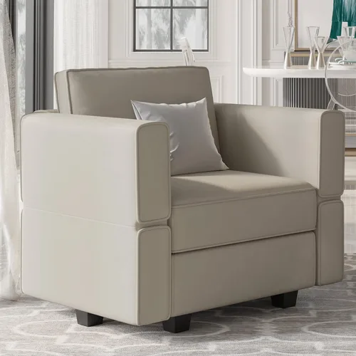 Miniatura 27 de Belffin Módulo de Almacenamiento con Otomana para Sofá Seccional Modular Asiento Cuadrado Cubo de Terciopelo Azul