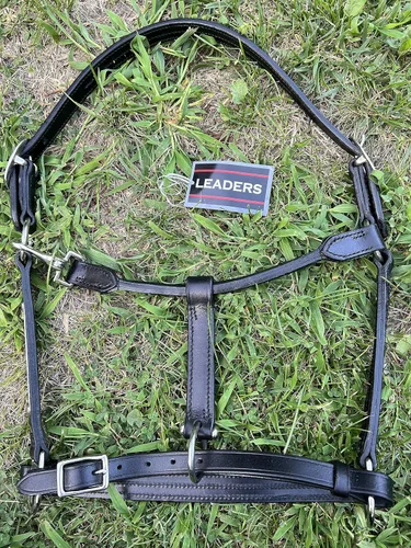 Miniatura 7 de Leaders - Cabestro de cuero para caballos con placa de nombre grabada personalizada, cabestro para caballo, negro/plateado