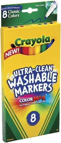 Crayola Marcadores lavables ultra limpios, color Max, línea fina, colores clásicos, 8 unidades (paquete de 3)