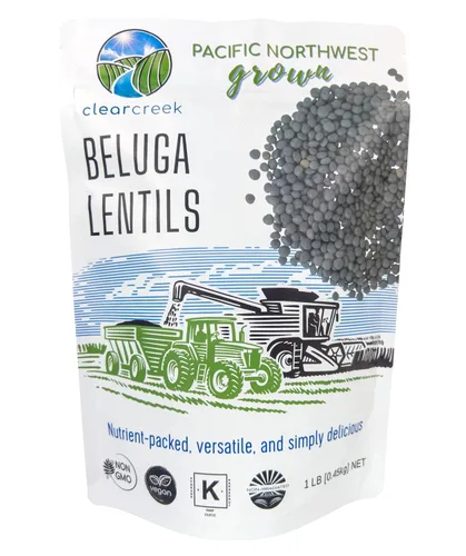CLEAR CREEK Lentejas negras | Lentejas de caviar o beluga | 1 libra | Sin OGM | Kosher | Veganas | No irradiadas