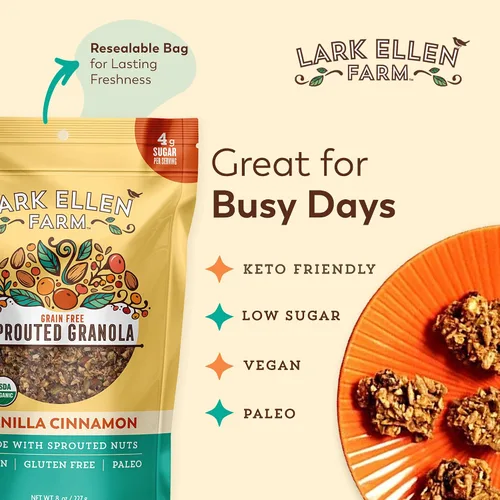 Miniatura 6 de Lark Ellen Farm Bocados de granola libre de granos, paleo; deliciosos aperitivos veganos orgánicos certificados sin gluten y cereal hecho de nueces