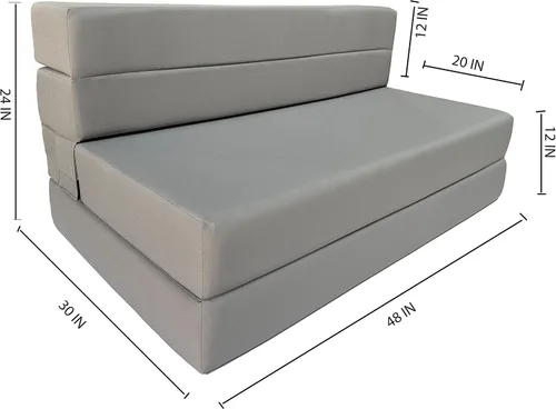 Miniatura 2 de D&D Futon Furniture Colchón plegable portátil, camas de invitados de estudio, colchones de caravana, espuma de alta densidad (gris, 6 x 48 x 80)